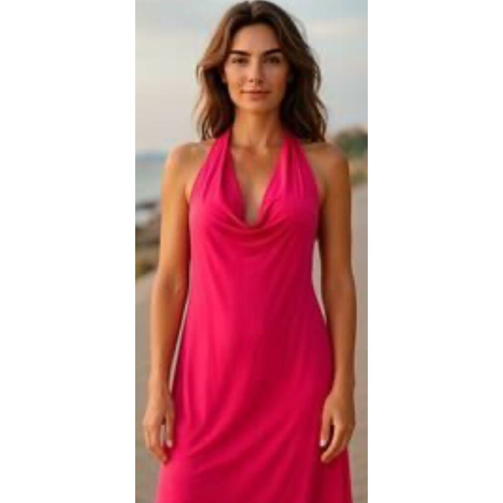 NWT SEXY Sincerely Jules Pink Halter Long Midi Party Cocktail Dress Sz L $95